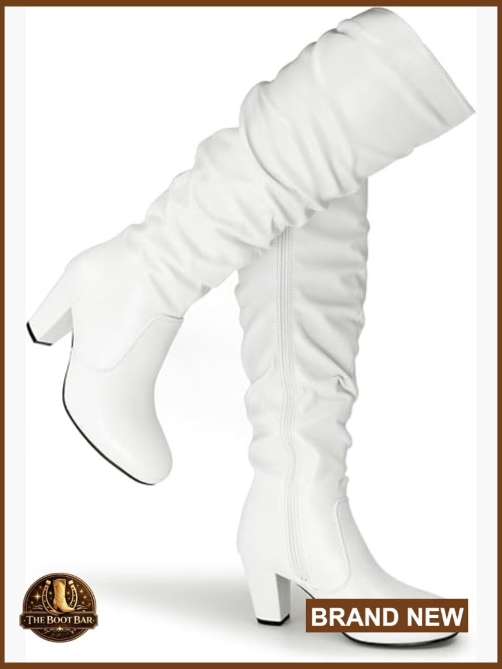Chunky High-heel Side Zip Knee High Boots